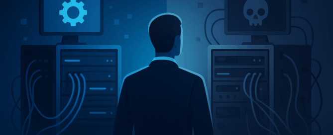 Ilustración conceptual que representa la diferencia entre un VPS administrado y uno no administrado, mostrando contraste entre orden técnico y complejidad en servidores.