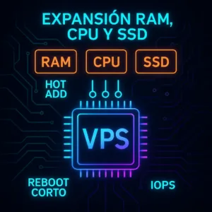 Escalar RAM/CPU/SSD en VPS escalable