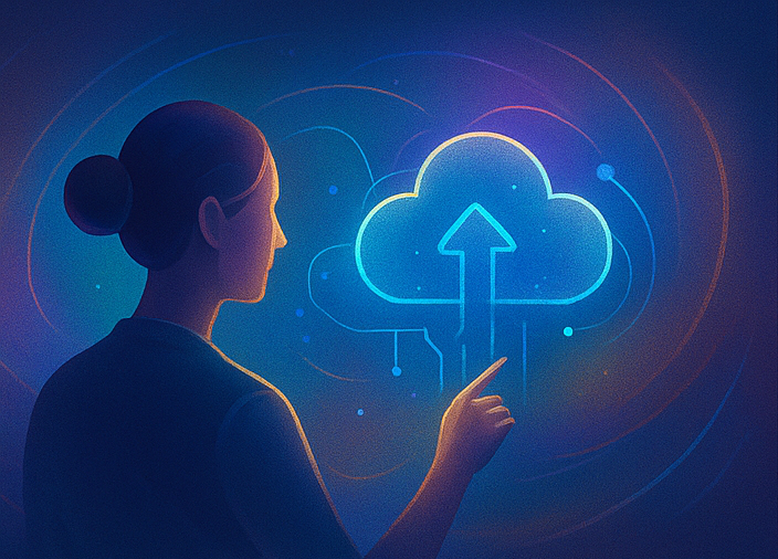 Persona observando un panel digital con copias de seguridad automáticas, representando el control dentro de un servicio con respaldo automático y soporte para mis aplicaciones