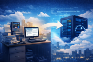 Cómo configurar un servidor VPS para Aspel SAE en la nube mostrando migración de oficina local a servidor en la nube