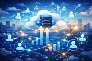 Cómo configurar un servidor VPS para Aspel SAE en la nube mostrando crecimiento de usuarios y recursos en la nube