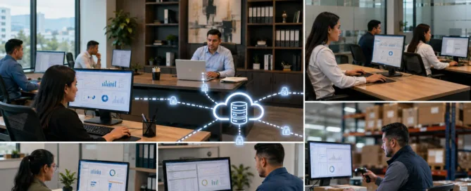 VPS empresarial con usuarios y sucursales conectados a sistemas administrativos centralizados